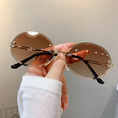Oval Rimless Sunglasses Gradient UV400