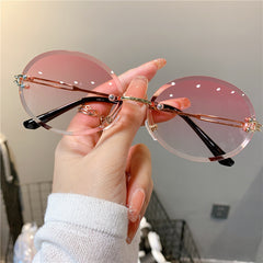 Oval Rimless Sunglasses Gradient UV400