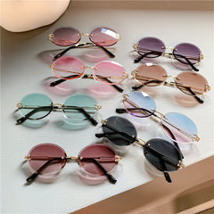 Oval Rimless Sunglasses Gradient UV400