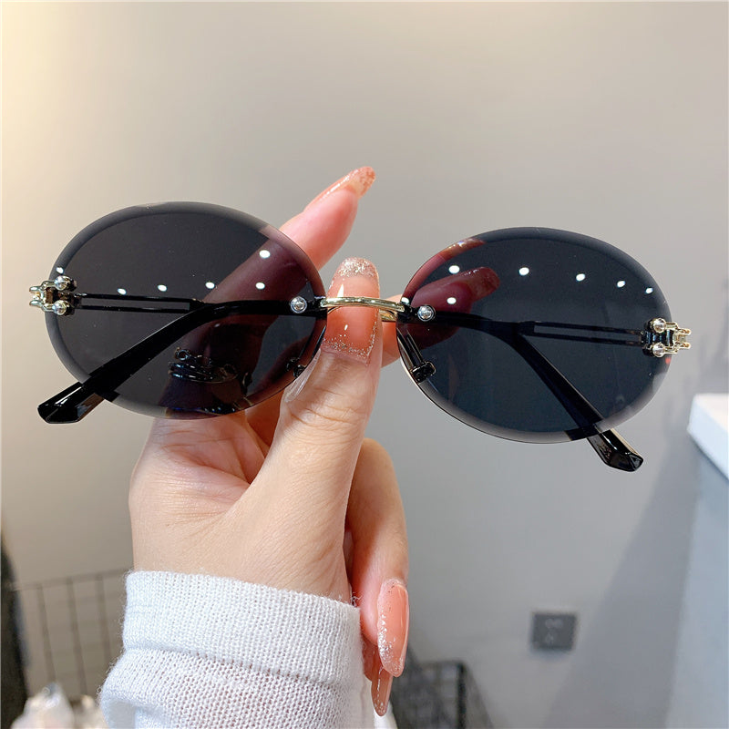 Oval Rimless Sunglasses Gradient UV400