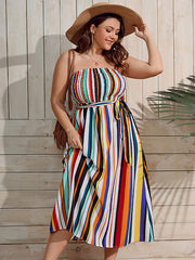 Vacay Tube Dress Women's Plus Colorful Stripe