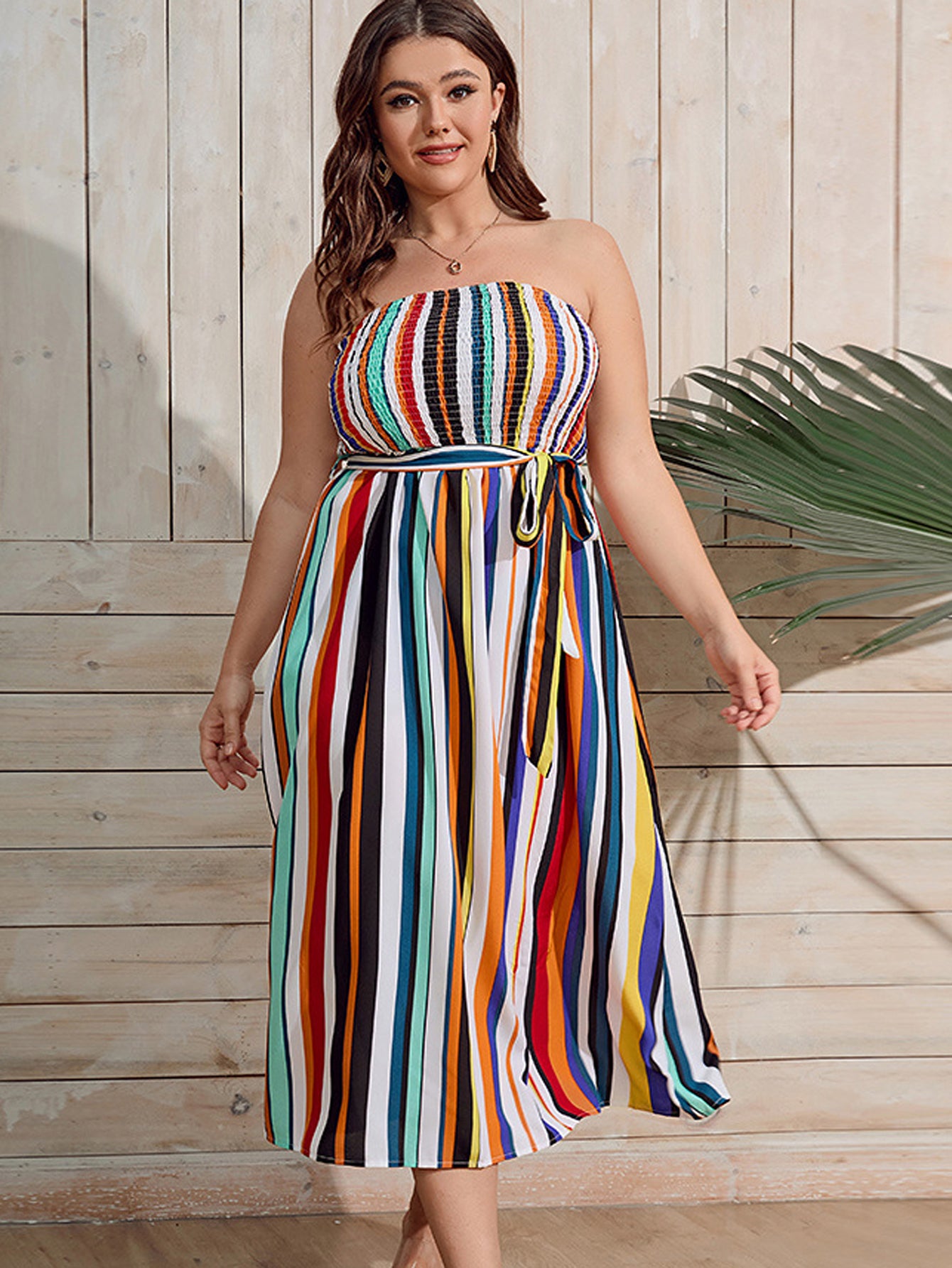 Vacay Tube Dress Women's Plus Colorful Stripe