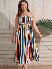Vacay Tube Dress Women's Plus Colorful Stripe