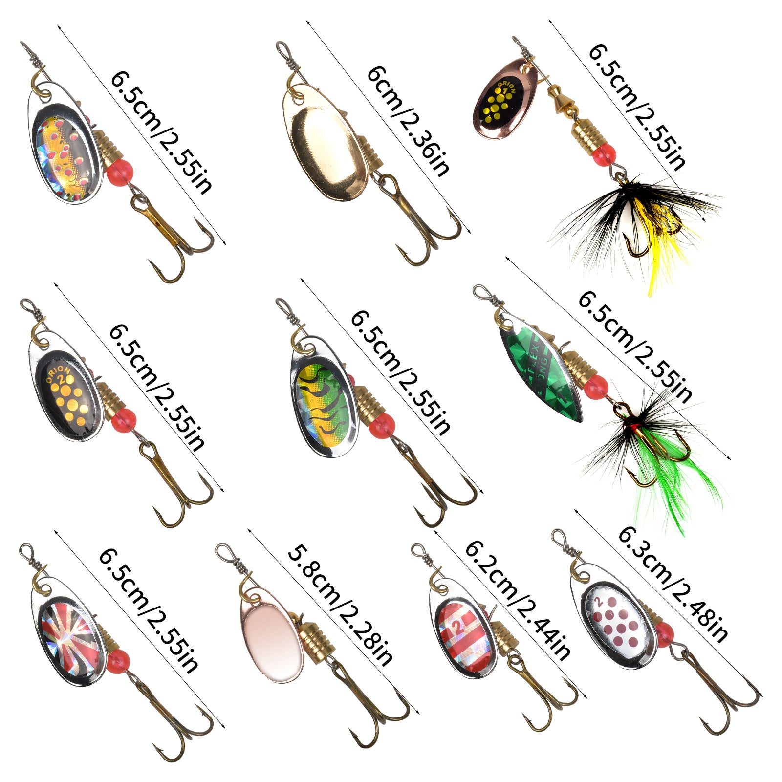 10pcs Spinner Bait Spoon Set 20pc Lures Kit w/ Storage Box Freshwater Saltwater