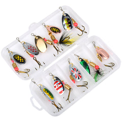 10pcs Spinner Bait Spoon Set 20pc Lures Kit w/ Storage Box Freshwater Saltwater