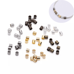 500Pcs Golden/Silver/Copper Tube Crimp End Beads for Jewelry Making