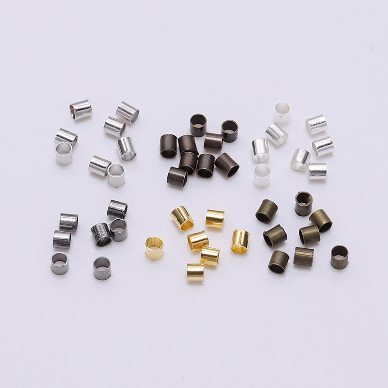 500Pcs Golden/Silver/Copper Tube Crimp End Beads for Jewelry Making