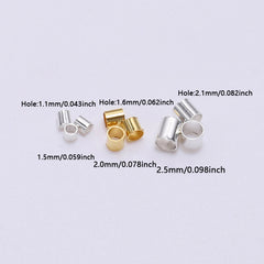 500Pcs Golden/Silver/Copper Tube Crimp End Beads for Jewelry Making