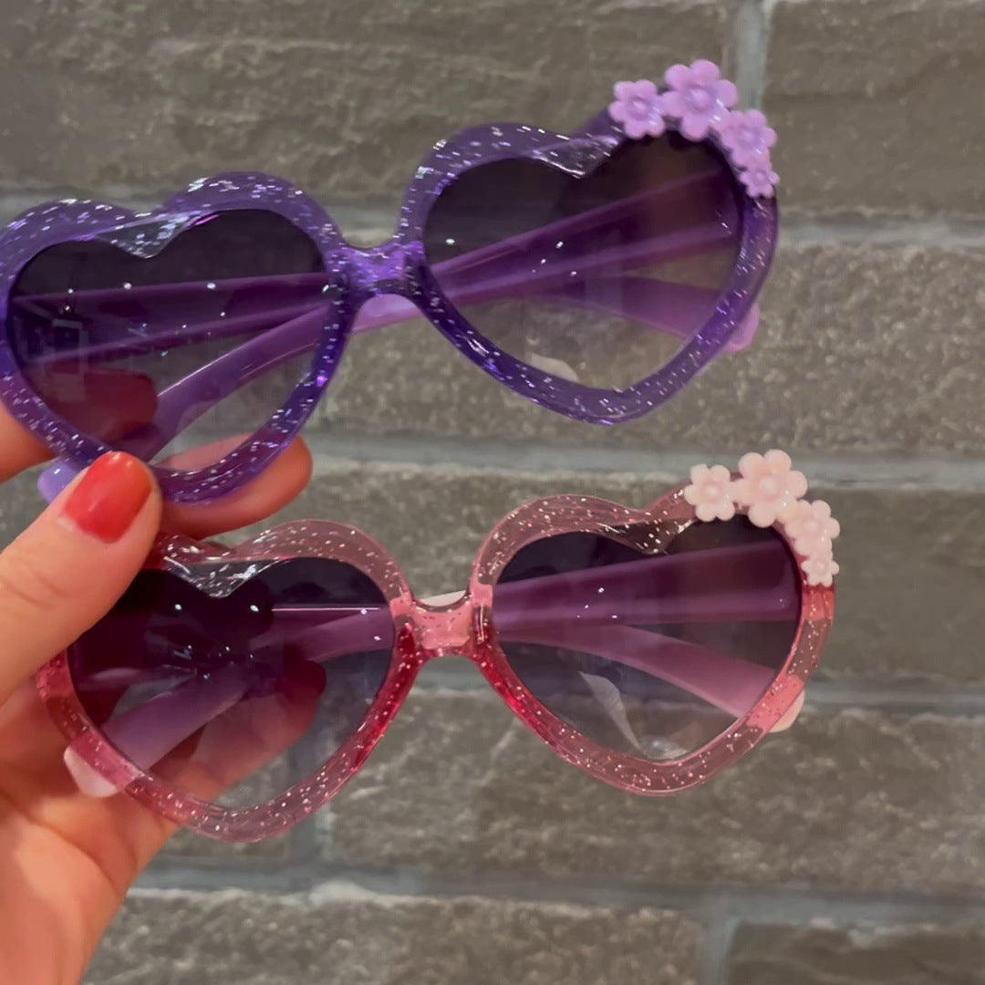 Girls Heart Frame UV Protection Sunglasses for Outdoor Activities