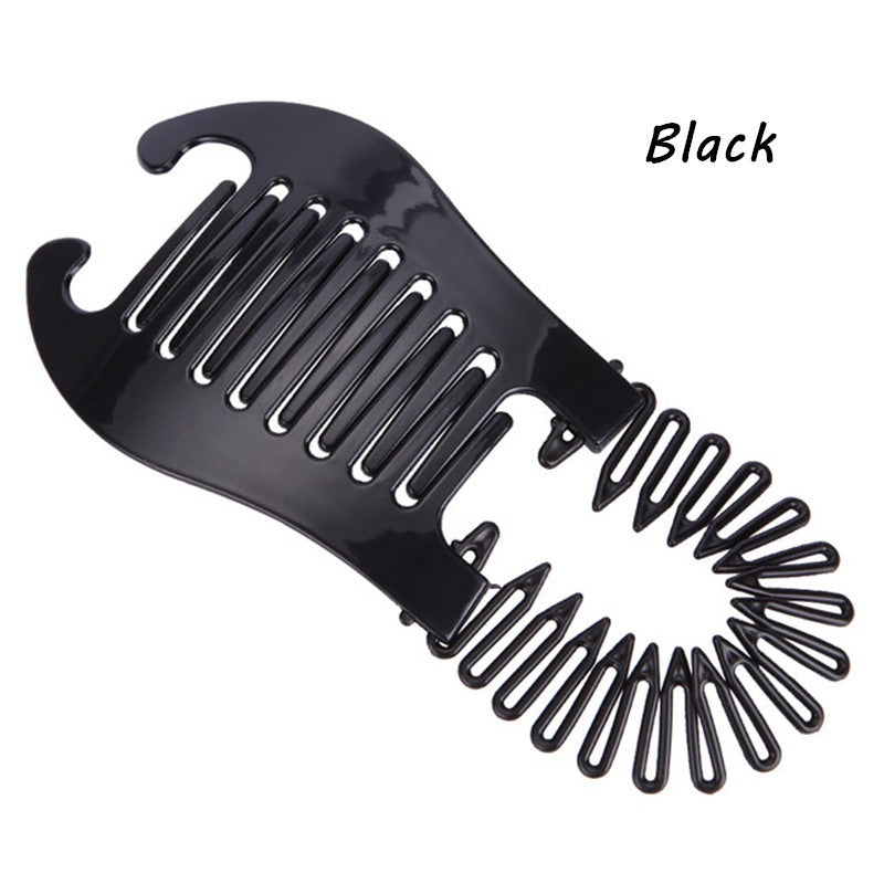 Solid Banana Clip Elastic Hair Comb Ponytail Maker Vintage Hair Accessory