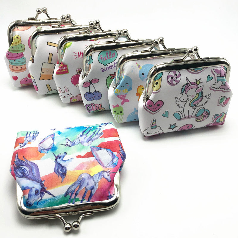 Cartoon Unicorn Coin Purse Leather Wallet for Girls Kids
