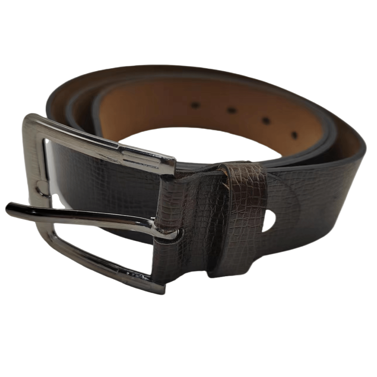 Men's Leather Jeans Belt Classic Dress Belt Prong Buckle