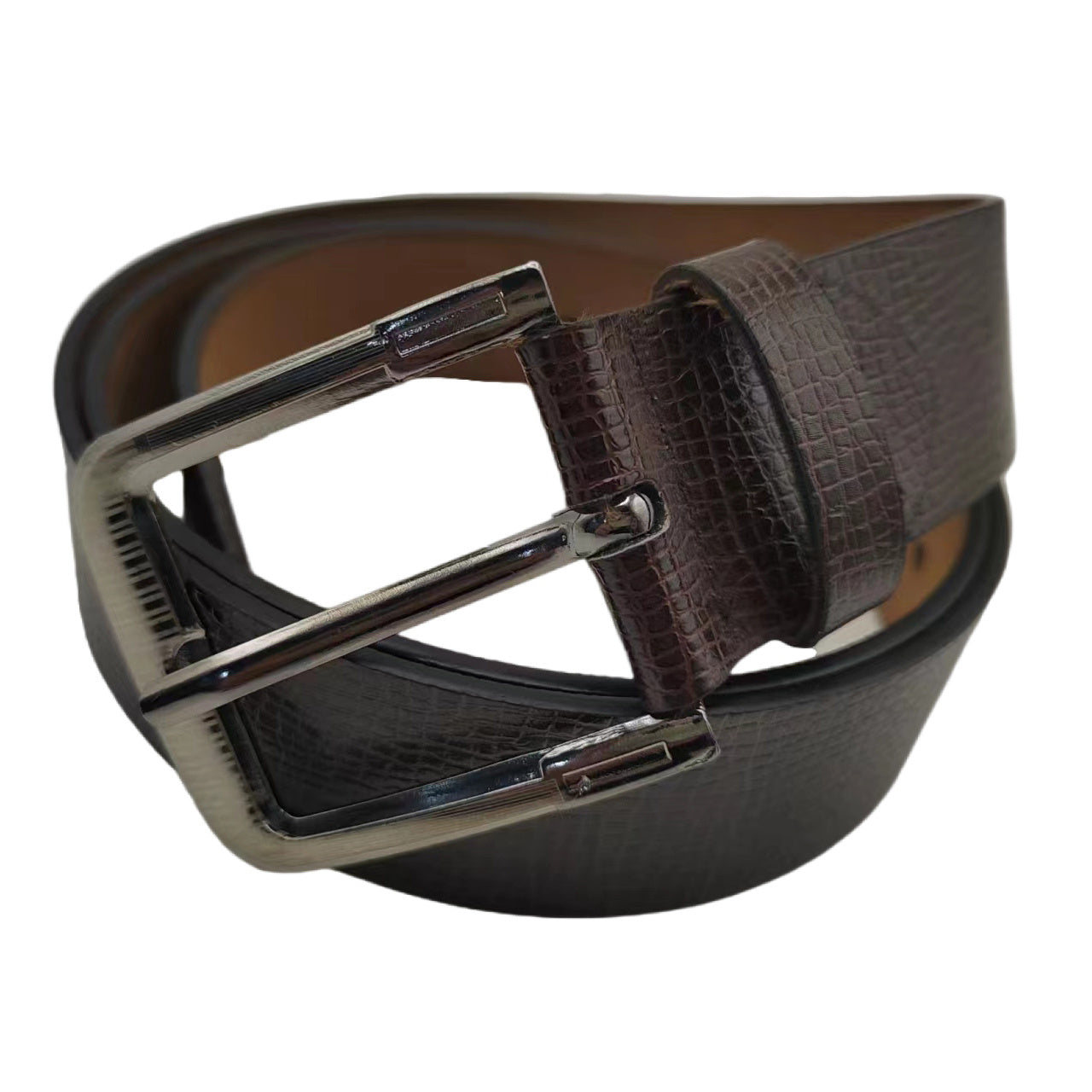 Men's Leather Jeans Belt Classic Dress Belt Prong Buckle