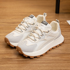 Women's Platform Sneakers Mesh Lace Up Casual Shoes Round Toe