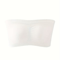 Plus Size Tube Bra Women's Solid Wireless Padded Bandeau Bra