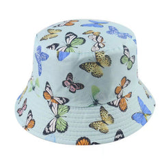 Butterfly Print Reversible Bucket Hat Lightweight Casual Sunscreen Fisherman Cap