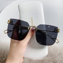 Square Rimless Sunglasses Metal Frame Gradient UV400