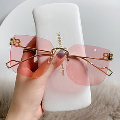 Square Rimless Sunglasses Metal Frame Gradient UV400