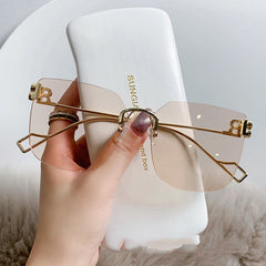 Square Rimless Sunglasses Metal Frame Gradient UV400