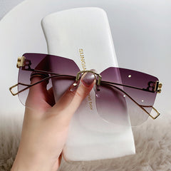Square Rimless Sunglasses Metal Frame Gradient UV400