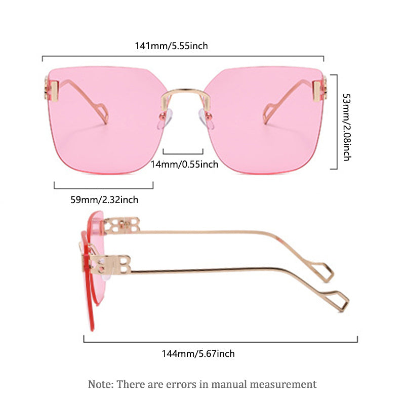 Square Rimless Sunglasses Metal Frame Gradient UV400