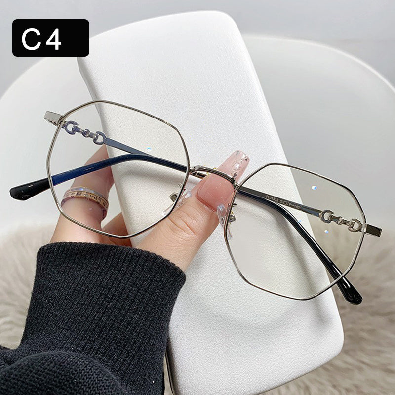 Polygon Anti Light Glasses For Women Students Metal Frame