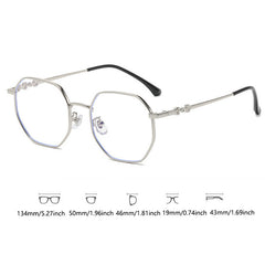 Polygon Anti Light Glasses For Women Students Metal Frame