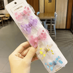 5pcs Sweet Mesh Bow Hair Clips Set Decorative Hair Accessories