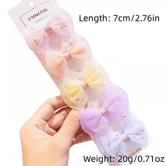5pcs Sweet Mesh Bow Hair Clips Set Decorative Hair Accessories