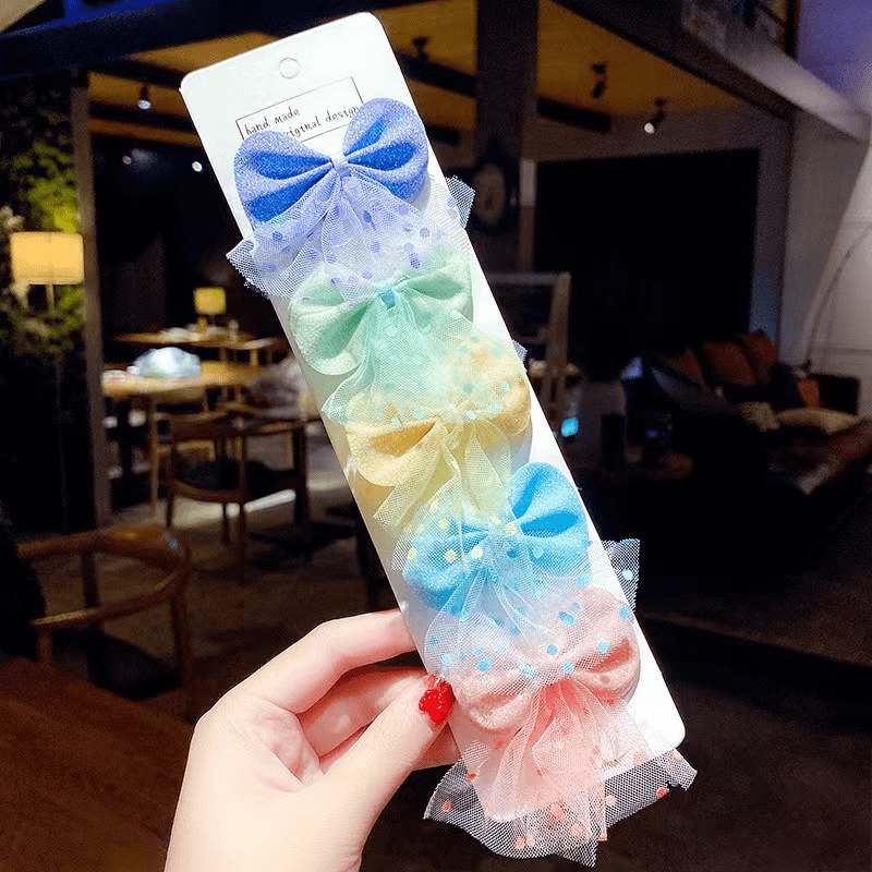 5pcs Cute Cartoon Bow Hair Clips for Girls