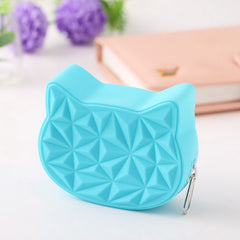 Cat Shape Silicone Mini Bag Zipper Coin Purse Waterproof Earphone Storage Pouch