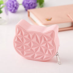 Cat Shape Silicone Mini Bag Zipper Coin Purse Waterproof Earphone Storage Pouch