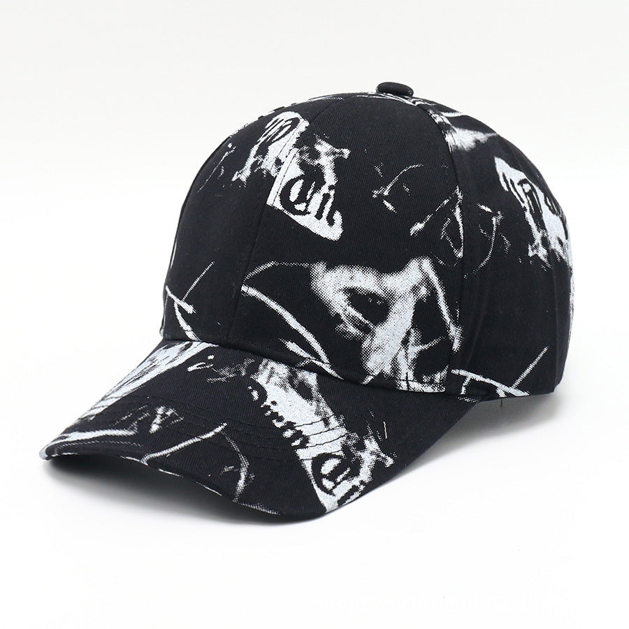 Vintage Graffiti Print Baseball Cap Tie Dye