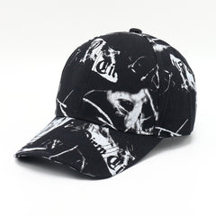Vintage Graffiti Print Baseball Cap Tie Dye