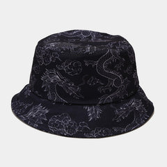 Dragon Flame Print Bucket Hat Clouds Tie Dye Casual Basin Hat Hip Hop Sunscreen
