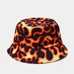 Dragon Flame Print Bucket Hat Clouds Tie Dye Casual Basin Hat Hip Hop Sunscreen