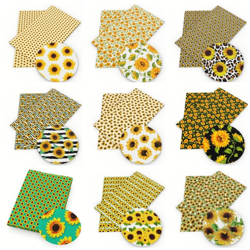 1pc Sunflower Pattern Cotton Fabric Precut DIY Patchwork Sewing Quilting