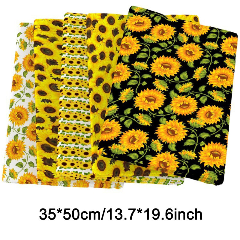 1pc Sunflower Pattern Cotton Fabric Precut DIY Patchwork Sewing Quilting