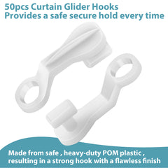 50pcs Plastic Curtain Gliders for Window, Shower Curtains, Doors