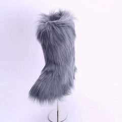 Women's Fluffy Mid Calf Boots Keep Warm Slip On Non Slip Shoes Winter