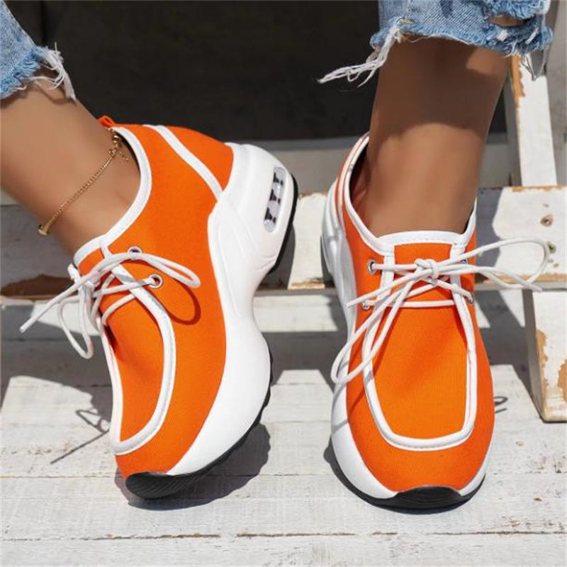 Lace-Up Chunky Heeled Sports Shoes for Women