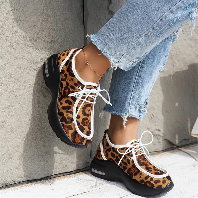 Lace-Up Chunky Heeled Sports Shoes for Women