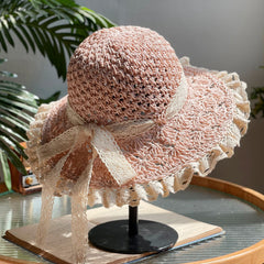 Wide Brim Lace Crochet Sun Hat Breathable Sunscreen Straw Hats