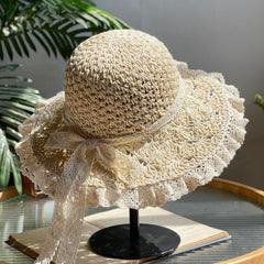 Wide Brim Lace Crochet Sun Hat Breathable Sunscreen Straw Hats