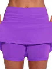 Slim Solid Skort Workout Casual Skort For Spring & Summer Women's Clothing