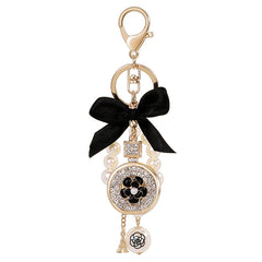 Bottle Shape Rhinestone Key Chain Pendant Faux Pearl Ornaments
