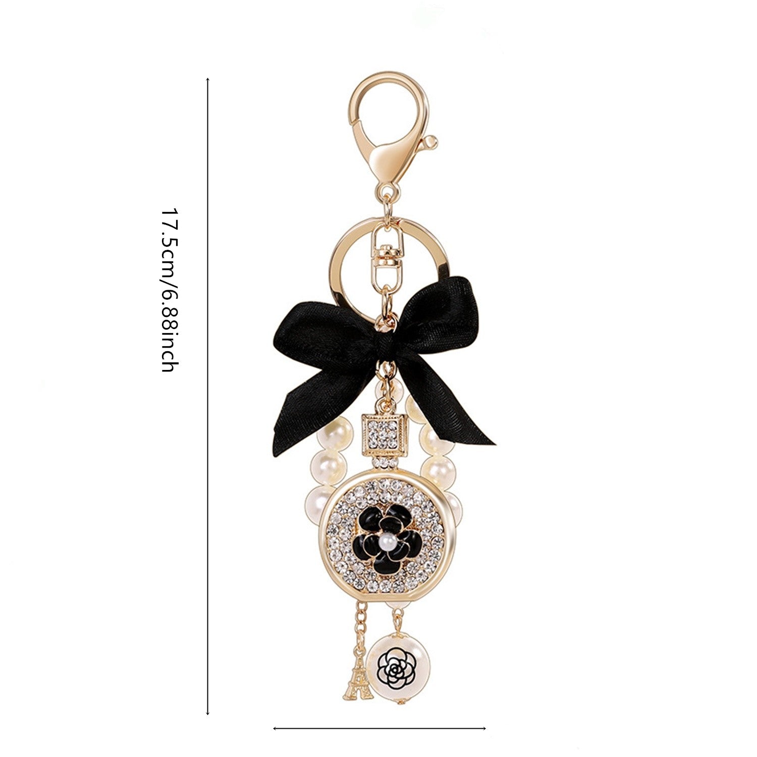 Bottle Shape Rhinestone Key Chain Pendant Faux Pearl Ornaments