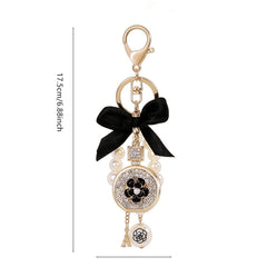 Bottle Shape Rhinestone Key Chain Pendant Faux Pearl Ornaments