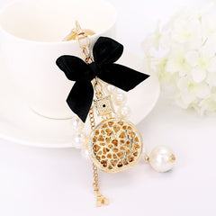 Bottle Shape Rhinestone Key Chain Pendant Faux Pearl Ornaments