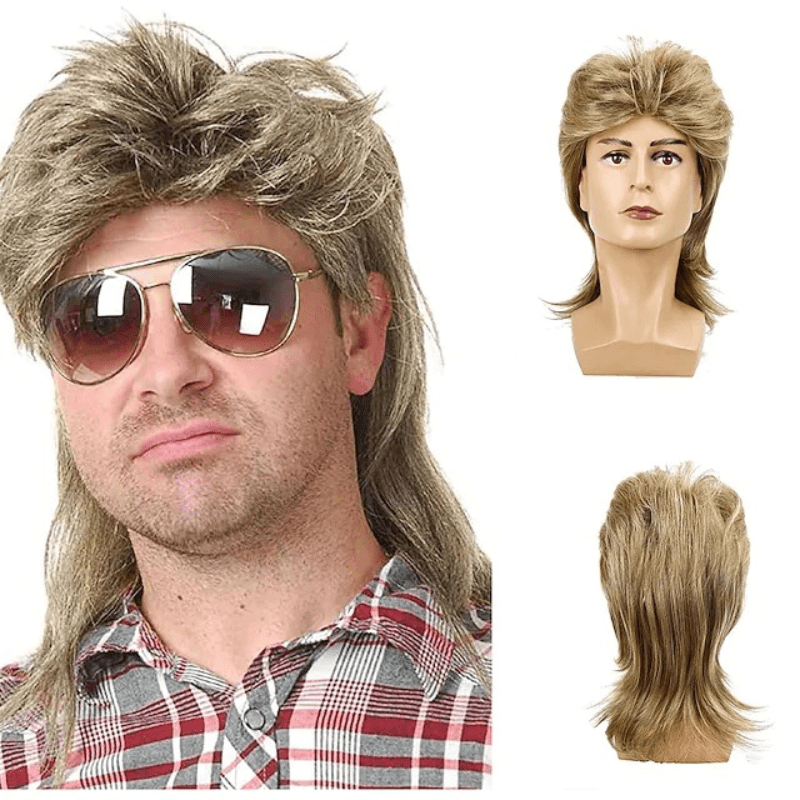 Men's Brown 70s 80s Costume Party Wig